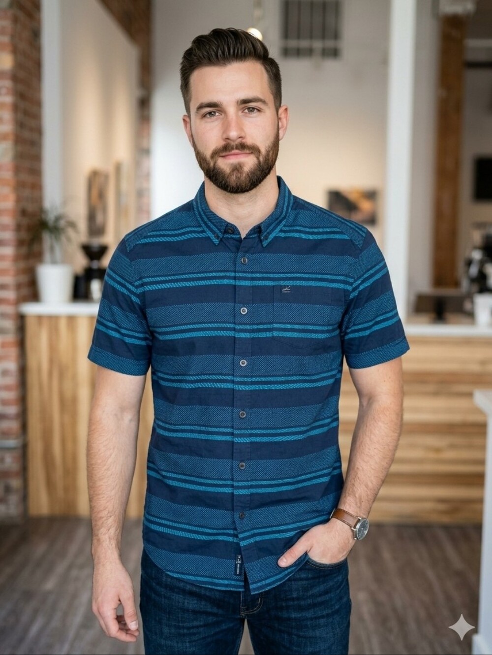 Men's Oakley short-sleeve button-down woven shirt